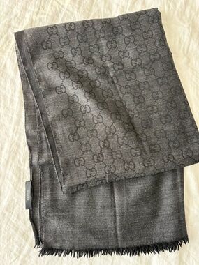Gucci Black & Gray GG Monogram Scarf
